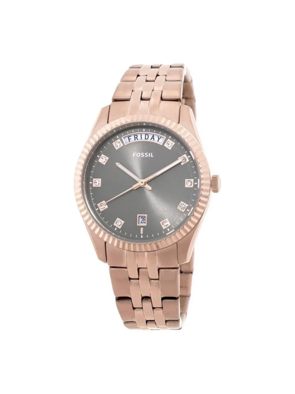 NWT Fossil Scarlette Day-Date Quartz Gray Dial Ladies Watch